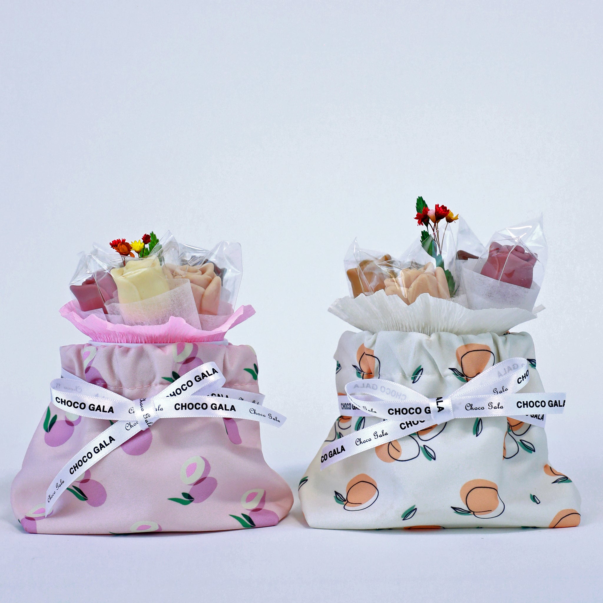 Sweetness in a Pouch with handcrafted chocolate roses and a portable water-resistant mini bag