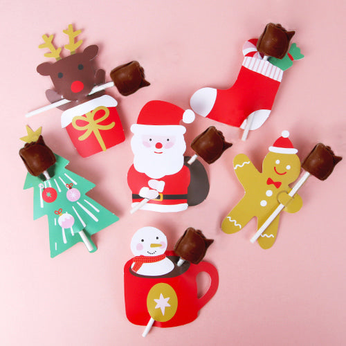 Merry Christmas Chocolate Rose Pops (Set of 6)