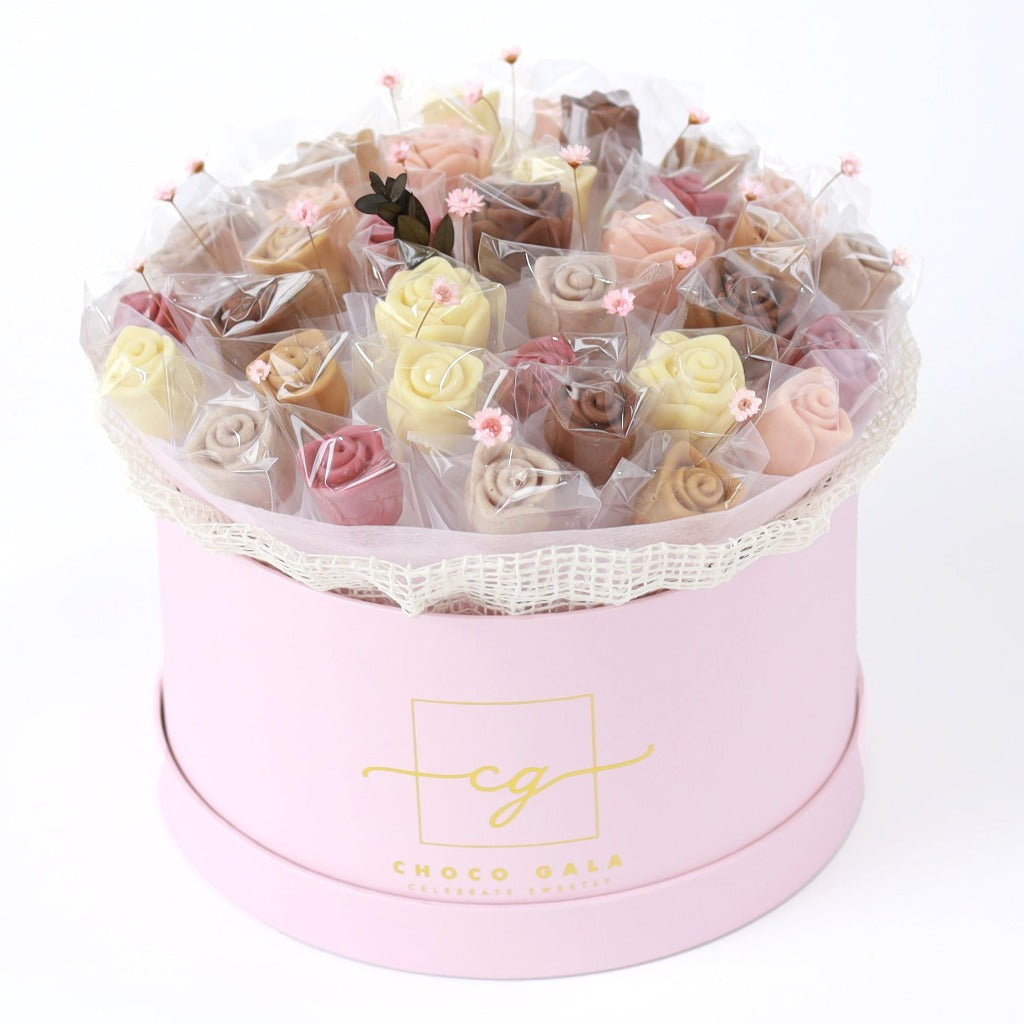 Pink Eternity Box - Chocolate Rose Bouquet Gifts By Choco Gala